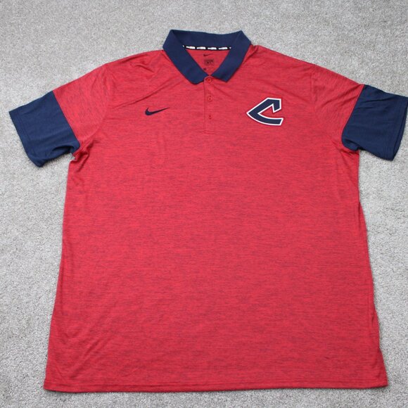 Nike Cleveland Guardians Polo Shirt Mens 3XL XXL Red Cooperstown Collection S/S - Picture 1 of 14